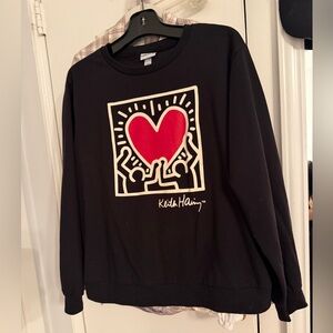 Keith Haring Black Heart Sweatshirt Large